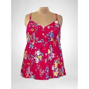 TORRID Floral Pink Challis Babydoll Tank Top Blouse, NWT! Size 2